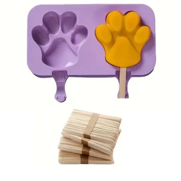Molde De Silicona Helados Paletas Huellas Patas + 50 Palitos