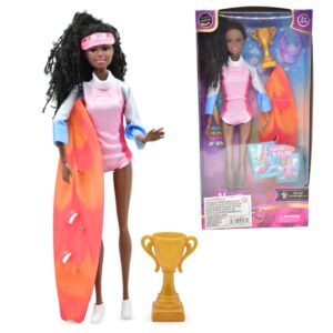 Muñeca Deportiva Surfista Con Tabla De Surf Y Accesorios