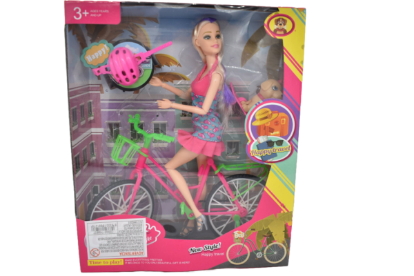 Muñeca Con Bicicleta, Skate, Accesorios Y Mascota Perro - Imagen 2
