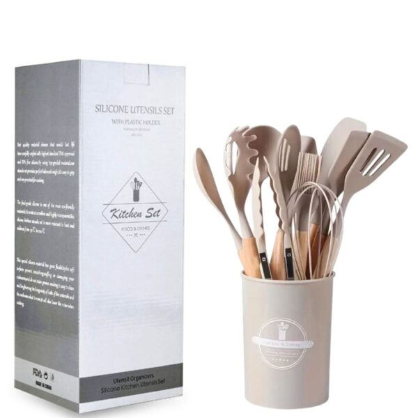 Set De Utensilios De Cocina Silicona Y Madera 12 Piezas - Imagen 5