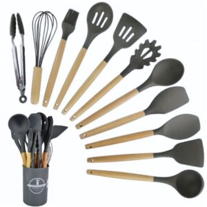 Set De Utensilios De Cocina Silicona Y Madera 12 Piezas