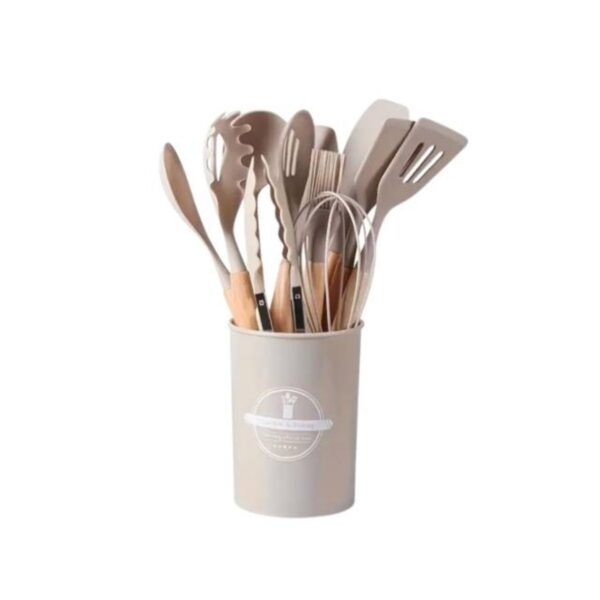 Set De Utensilios De Cocina Silicona Y Madera 12 Piezas - Imagen 6