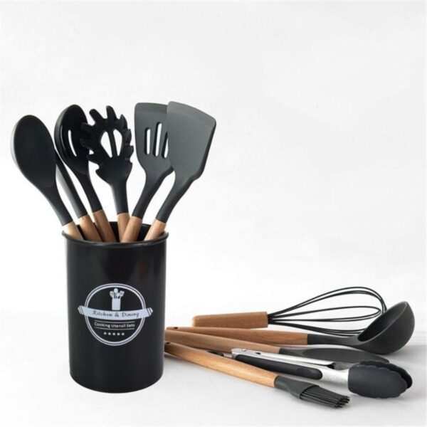 Set De Utensilios De Cocina Silicona Y Madera 12 Piezas - Imagen 2