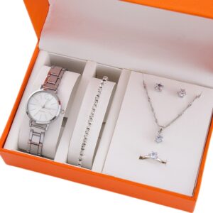 Set Regalo Reloj + 4 Accesorios De Mujer